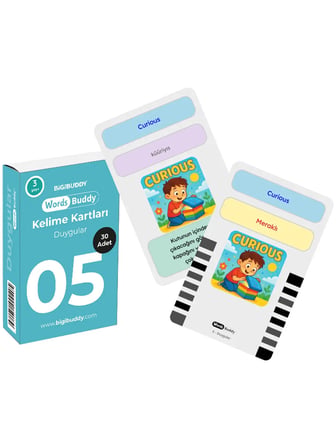 WordsBuddy Türkçe İngilizce Kelime Kartları Kendini İfade Etme 90 Kart 3’lü Set (BigiOne Cihaz Hariç)