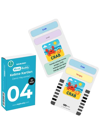 WordsBuddy Çocuklar İçin Türkçe İngilizce Sevimli Dostlar Paketi 90 Kart 3'lü Set (Cihaz Hariç)