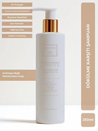 GLONE Dökülme Karşıtı Şampuan | 250ml | %3 Procapil & Keratin | Kırılma ve Koparak Dökülmelere Karşı Güçlendirici Bakım