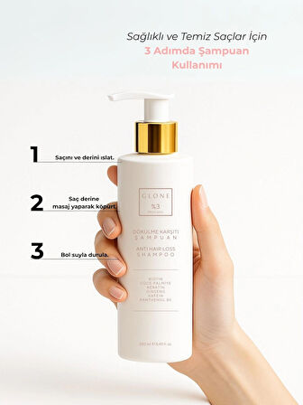 GLONE Dökülme Karşıtı Şampuan | 250ml | %3 Procapil & Keratin | Kırılma ve Koparak Dökülmelere Karşı Güçlendirici Bakım