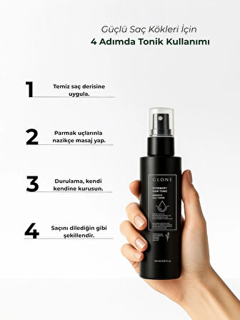 GLONE Biberiye Saç Toniği | 150ml | Keratin & Kafein  | Saç Kökü Güçlendirici ve Sağlıklı Uzamaya Yardımcı