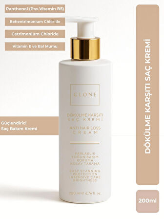 GLONE Dökülme Karşıtı Saç Kremi | 200 ml | Pantenol & E Vitamini | Kırılma ve Kopmalara Karşı