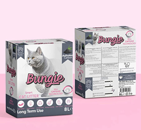 BUNGİE AKILLI KEDİ KUMU AKTİF KARBONLU HIZLI TOPAKLANAN TOZSUZ ULTRA HAFİF 8 LT