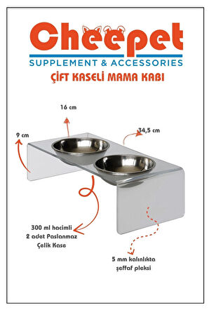 Cheepet Çift Kaseli Mama Kabı – Mama & Su İçin Pratik Çözüm