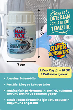 ÇAMAŞIR MAKİNESİ TEMİZLEYİCİ TOZU ULTRA KONSANTRE - 200gr (20 X 10gr)