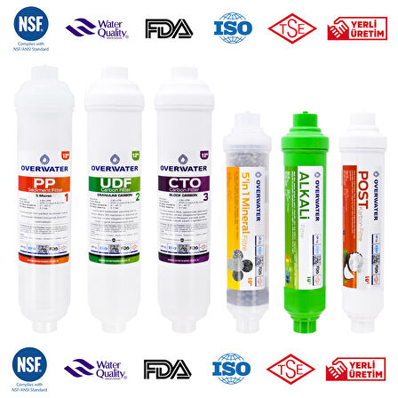 OverWater Kapalı Kasa Su Arıtma Cihazı 6 lı Inline Filtresi Seti Aşamalı ( Membransız Set ) FIN60MA