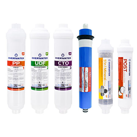 OverWater Kapalı Kasa Su Arıtma Cihazı 6 Lı Inline Filtresi Seti 10 Aşamalı Özel Sarım Membran Filtre