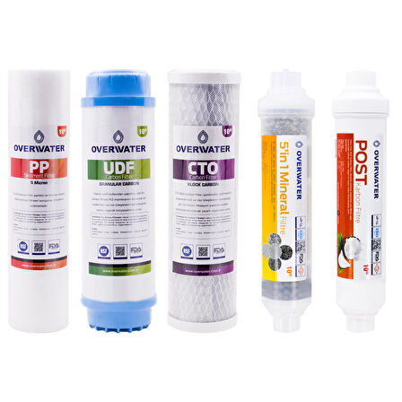 OverWater Açık Kasa Su Arıtma Cihazı 5 ’li Filtresi Seti Aşamalı ( Membransız Set ) FKN50M