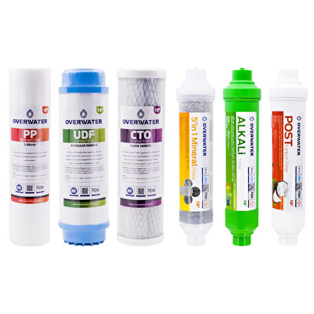 OverWater Açık Kasa Su Arıtma Cihazı 6 lı Filtresi Seti Aşamalı ( Membransız Set ) FKN60MA
