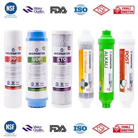 OverWater Açık Kasa Su Arıtma Cihazı 6 lı Filtresi Seti Aşamalı ( Membransız Set ) FKN60MA
