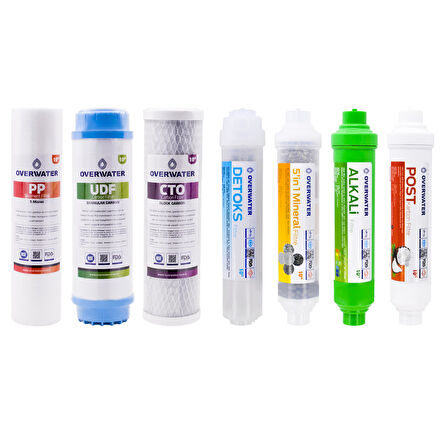 OverWater Açık Kasa Su Arıtma Cihazı 7 li Filtresi Seti Aşamalı ( Membransız Set ) FKN70MAD