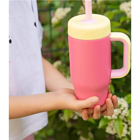 SipnJoy - HandleHug Tumbler Pipetli Suluk 550 ml - Pembe