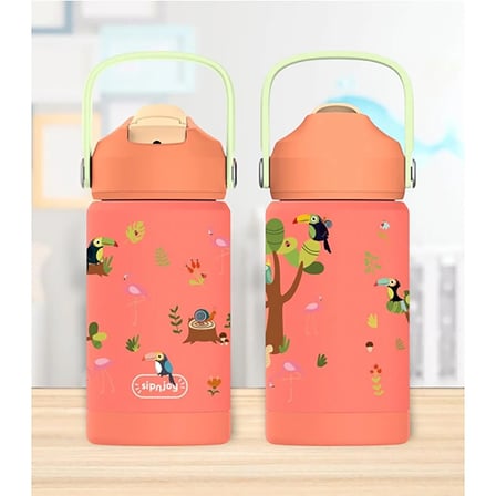 SipnJoy FlipSip Çocuk Su Termosu 360 ml - Jungle Jam Mercan