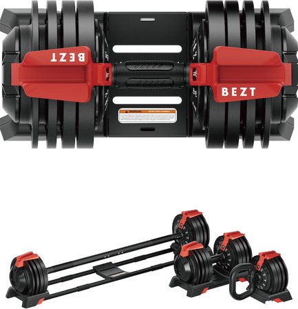 Bezt Premium Sports Ayarlanabilir 3 in 1 Halter Kettlebell Dambıl Seti 24kg KIRMIZI