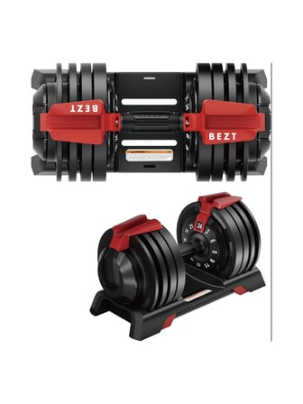 2li Bezt Premium Sports Ayarlanabilir Dambıl Seti 24KG Kırmızı + stand