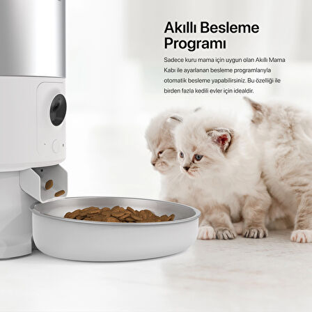  Akıllı Otomatik Çelik Kedi Mama Kabı Besleme Kasesi Otomatik Bataryalı Şarjlı Sensörlü Su Pınarı Sebili ve Yedek Filtre 3'lü Pet Ürünleri Seti