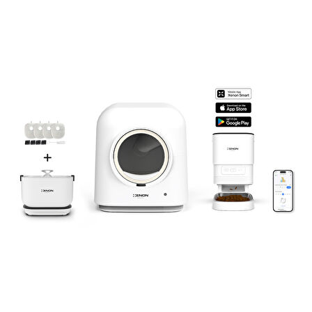 Akıllı Kedi Tuvaleti, Mama Kabı ve Çelik Su Pınarı 4'lü Pet Seti