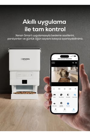 Akıllı Mama Kabı (Kameralı) | 1080p, 4L, Mobil Kontrol, Çelik Kase, Gece Görüş (X8614)