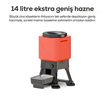Xenon Smart Köpek Mama Kabı | Akıllı, Uygulama Kontrol, 14L, Yükseltilmiş Ortopedik Tasarım, Çelik Kase (X8631)