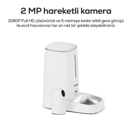 Xenon Smart Akıllı Mama Kabı (Kameralı) | 2MP Gece Görüş, WiFi Mobil Kontrol, Çelik Kase, Çift Yönlü Ses (X8610)