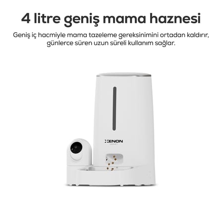 Xenon Smart Akıllı Mama Kabı (Kameralı) | 2MP Gece Görüş, WiFi Mobil Kontrol, Çelik Kase, Çift Yönlü Ses (X8610)