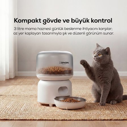 Otomatik Mama Kabı | 3L, Mobil Kontrol, Paslanmaz Çelik Kase, Çift Güç Desteği (X8613)