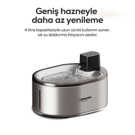 Xenon Smart Su Pınarı | Akıllı, 4L, Radar Sensörlü, 3 Katmanlı Filtre, 60 Gün Şarjlı, Çelik İç Yüzey (X8657)