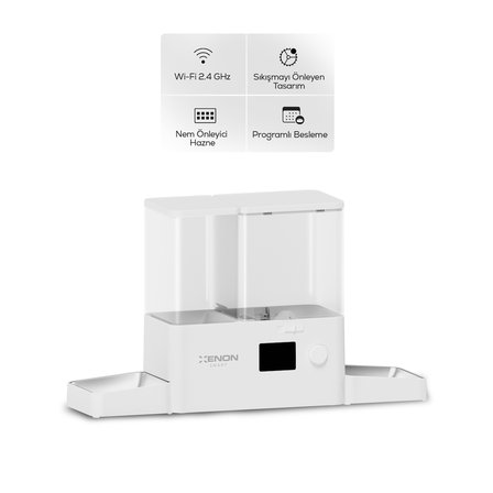 Xenon Smart Otomatik Mama ve Su Kabı | Akıllı 2 in 1 Besleyici, WiFi, Çelik Kase, 3.5L/2L, Sessiz Sifon (X8616)