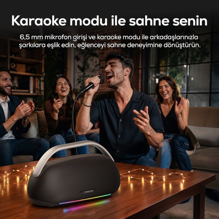 Rhythm Bluetooth Hoparlör | 80W RMS, Karaoke Modu, 12000 mAh, Işıklı, IPX4, TWS (X6708)