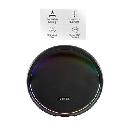 Aura Bluetooth Hoparlör | 80W RMS, 12000 mAh, Işıklı, TWS, IPX4 (X6710-Siyah)