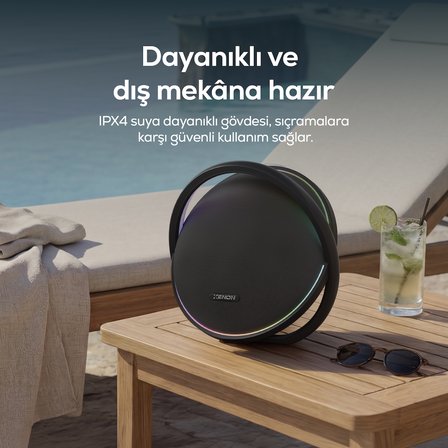 Aura Bluetooth Hoparlör | 80W RMS, 12000 mAh, Işıklı, TWS, IPX4 (X6710-Siyah)
