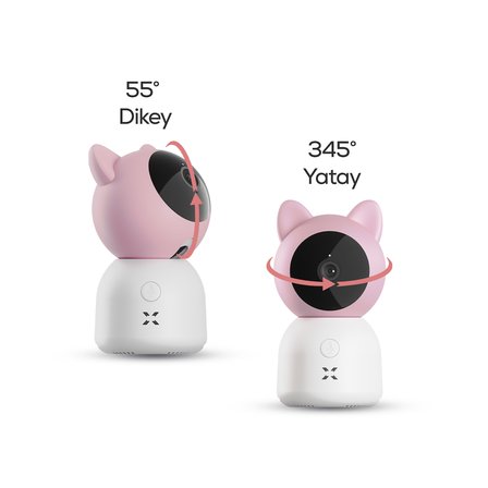 Bebek Kamerası 3MP | 5"" Monitör, Mobil Takip, Ağlama Algılama, 360° Gece Görüş, RGB Lambalı (X7202)