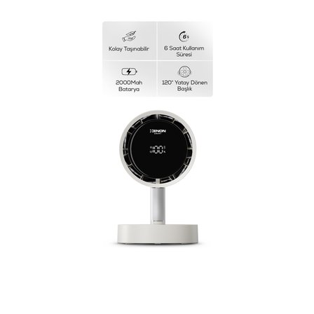 Xenon Smart Taşınabilir Masaüstü Fanı | 100 Kademe, Otomatik Salınım, Dijital Ekran, 2000mAh, USB-C (X6114)