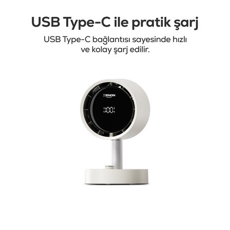 Xenon Smart Taşınabilir Masaüstü Fanı | 100 Kademe, Otomatik Salınım, Dijital Ekran, 2000mAh, USB-C (X6114)