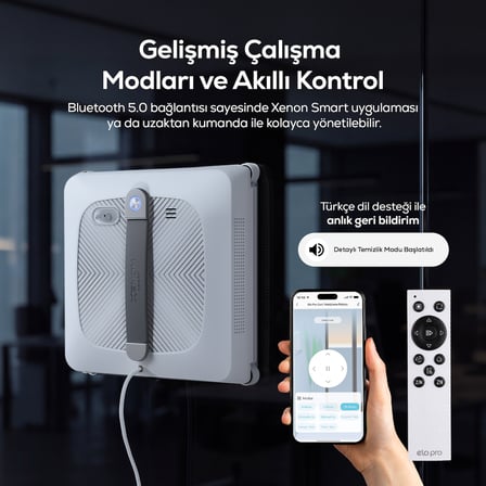 Elo Pro Cam Silme Robotu, 3 Yönlü Su Püskürtme, 4000 Pa, WiFi, Mobil Kontrol (X8682)
