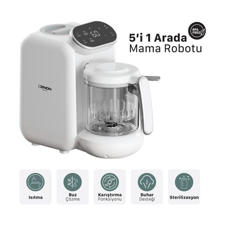 5'i 1 Arada Bebek Mama Robotu – Buharlı Pişirici, Blender ve Mama Hazırlama Makinesi (X1010)
