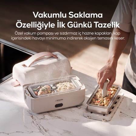 Elektrikli Sefer Tası | Isıtıcılı, Çift Hazneli, Çelik, Vakumlu, Sızdırmaz, Yemek Kabı (X1122)