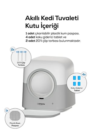 Otomatik Kedi Tuvaleti | 60L, 6L Atık Hazneli, UV, Wifi, Kilo Takibi, Akıllı Kedi Tuvaleti (X8621)