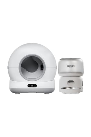 Xenon Smart Kedi Tuvaleti ve Mama Kabı 2'li Set | WiFi, 72L Otomatik Kedi Tuvaleti, Çelik Mama Kabı, Mobil Kontrol