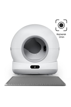 Xenon Smart Kameralı Kedi Tuvaleti ve Mama Kabı 2'li Set | WiFi, 1080p, 72L Otomatik Kedi Tuvaleti, Mobil Kontrol, Paslanmaz Çelik Mama Kabı