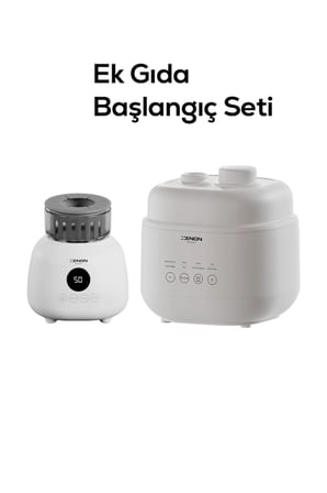 Ek Gıdaya Geçiş Başlangıç Seti (2'li) | Karıştırıcılı Biberon Isıtıcı ve 1 L Elektrikli Buharlı Pişirici
