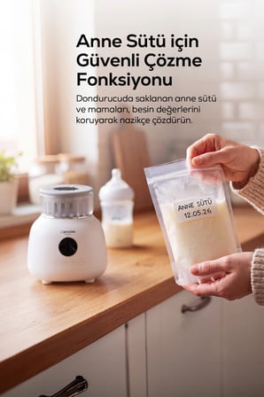 Ek Gıdaya Geçiş Başlangıç Seti (2'li) | Karıştırıcılı Biberon Isıtıcı ve 1 L Elektrikli Buharlı Pişirici