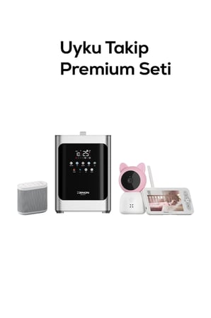 Uyku Takip Premium Seti (3'lü) | Monitörlü Pembe Bebek Kamerası 5 inç, 4.8 L Hava Nemlendirici ve Beyaz Gürültü Makinesi