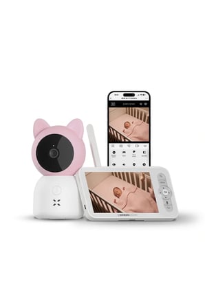 Uyku Takip Premium Seti (3'lü) | Monitörlü Pembe Bebek Kamerası 5 inç, 4.8 L Hava Nemlendirici ve Beyaz Gürültü Makinesi