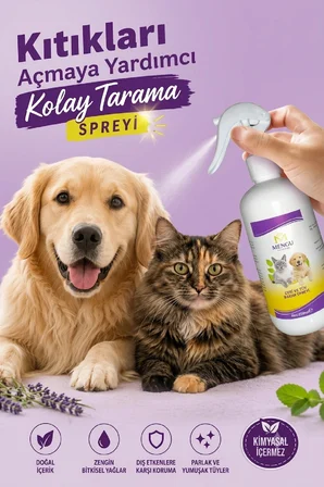 Kedi Köpek Kıtık Açıcı Kolay Tarama Tüy Dökülmesi Önleyici Bitkisel Tüy Deri Bakım Spreyi 250 ml