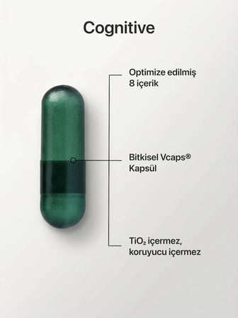 Cognitive Sitikolin, Fosfatidilserin, Safran, Ginkgo Biloba, L-Teanin, B2, B6 ve B12 Takviye Edici Gıda 30 Kapsül