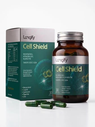 Cell Shield Trans Resveratrol, Koenzim Q10, Kuersetin, Piperin, Çinko Takviye Edici Gıda 30 Kapsül