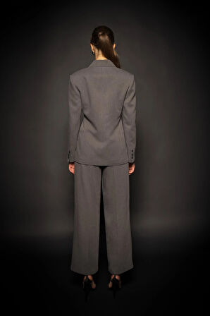 Kadın Antrasit Çift Pileli Oversize Pantolon