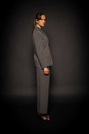 Kadın Antrasit Çift Pileli Oversize Pantolon