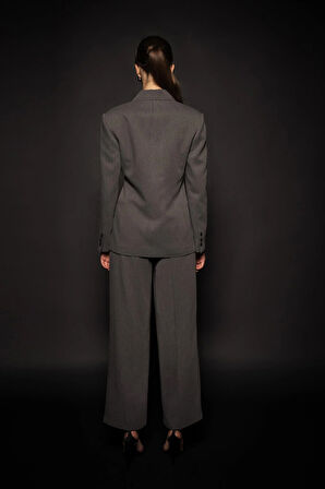 Kadın Antrasit Asimetrik Kruvaze Blazer